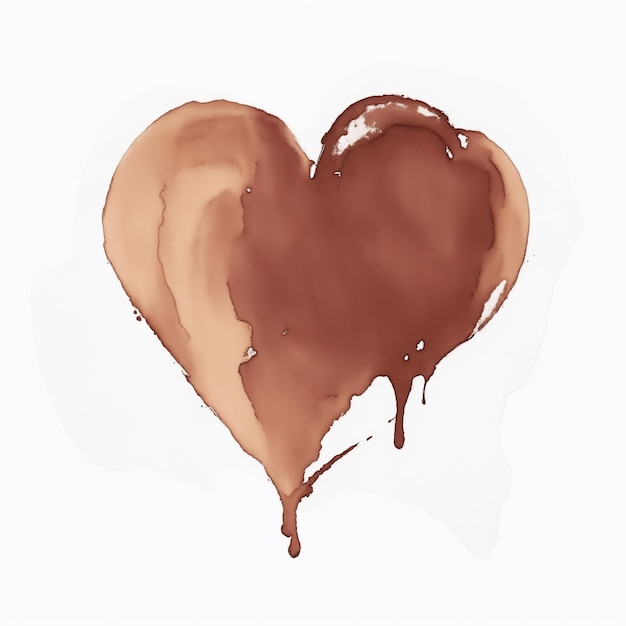 A Brown Watercolor Heart Shape on a white background