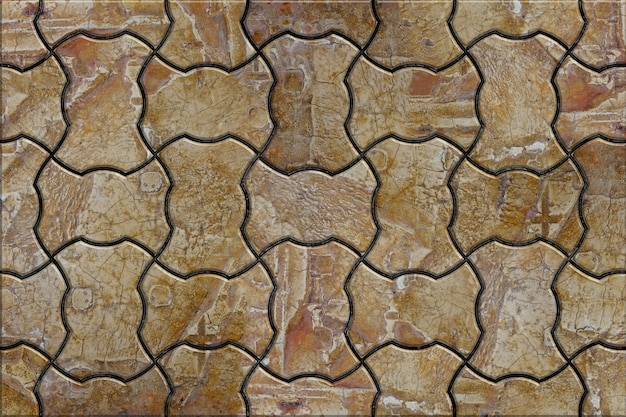 Photo brown wavy paving stone stacking