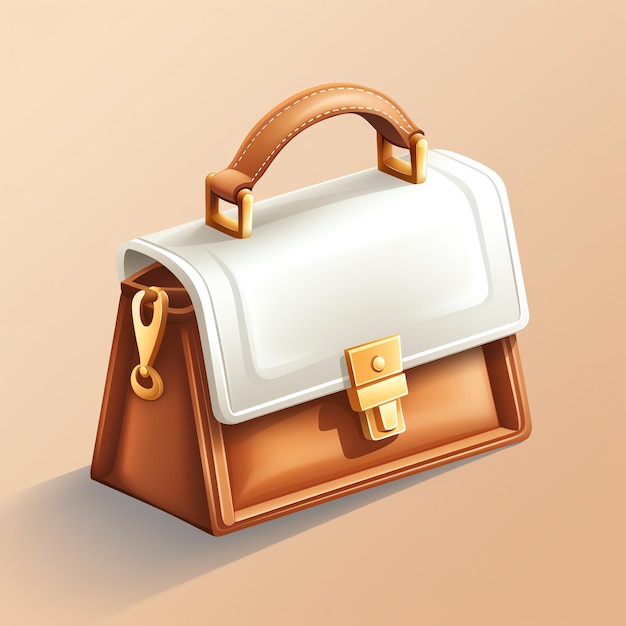 a brown and white bag