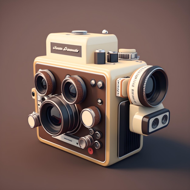 Photo a brown and white camera