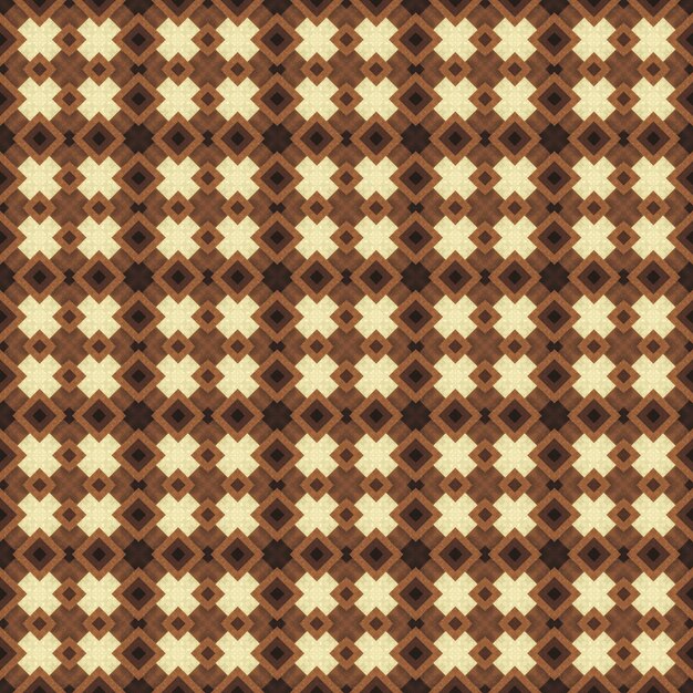 다이아몬드 모양의 갈색과 흰색 체크 무늬 패턴.