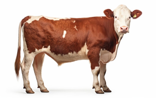 Brown and White Cow Standing in Front of White Background