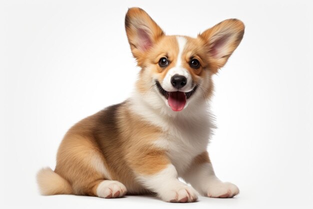 Brown and White Dog Sitting on White Floor