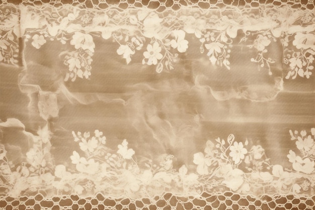 A brown and white floral pattern with a border of flowers.