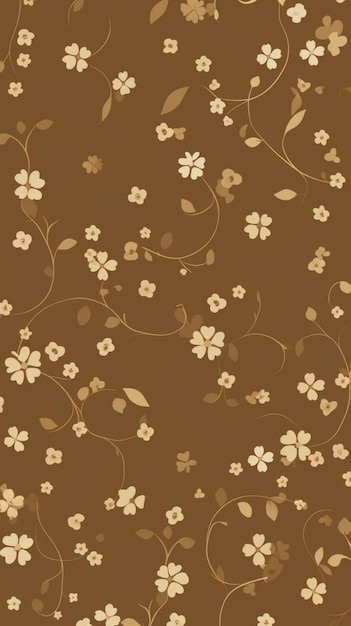작은 꽃이 있는 갈색과 흰색의 꽃무늬.