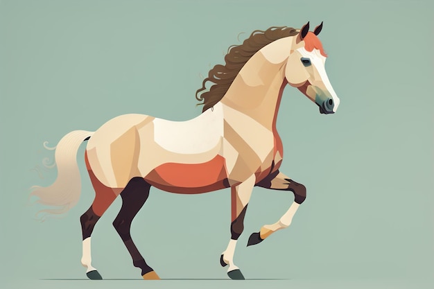 Photo brown and white horse standing vector illustration ai generative