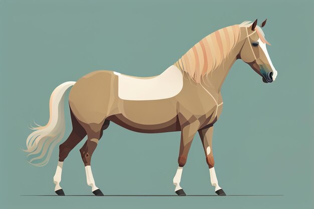 Brown and white horse standing Vector illustration ai generative