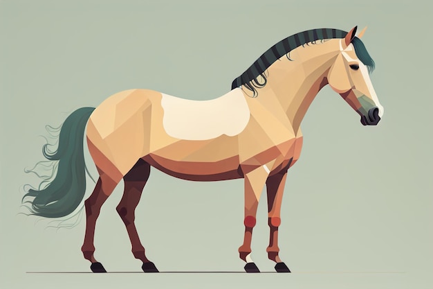 Brown and white horse standing Vector illustration ai generative