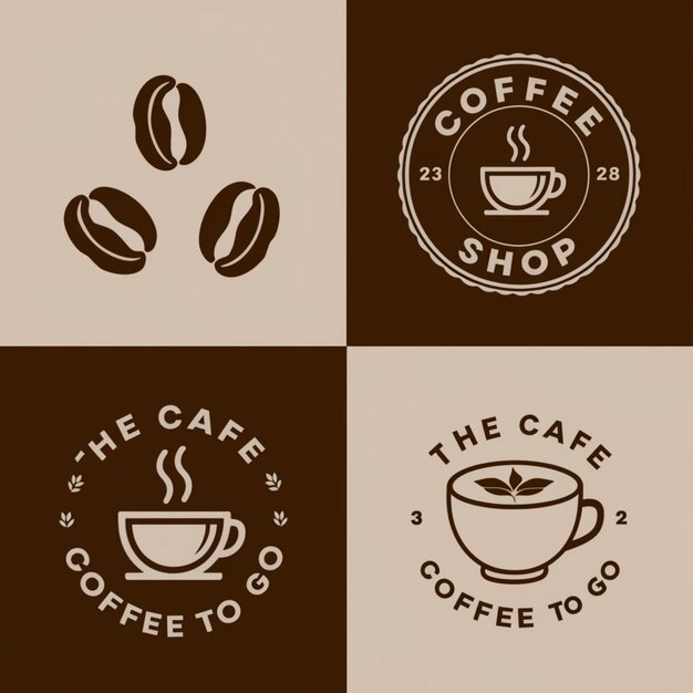 Photo a brown and white logo with coffee beans