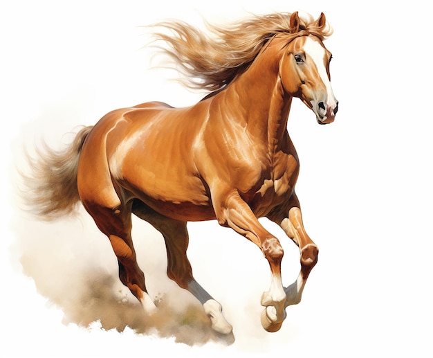 Brown white spotted horse mane tail hooves an animal is a friend of a person a pet