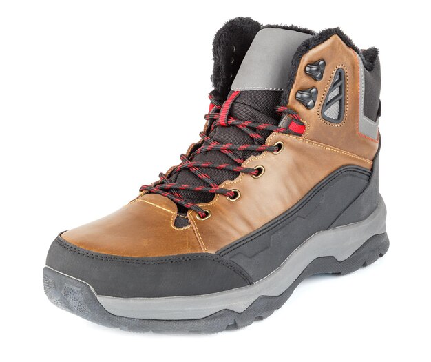 brown winter warm three quarter sneaker or boot isolated on white background