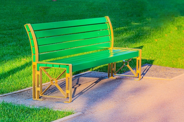 Brown wooden bench Bench in the green area