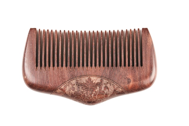 brown wooden comb isolated on white background ecofriendly hairbrush