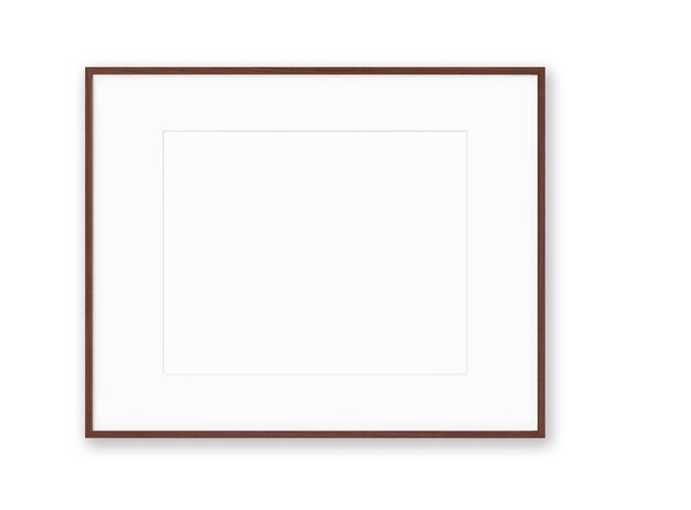 Photo brown wooden frame on a white background.