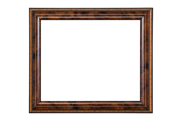 brown wooden photo frame isolated