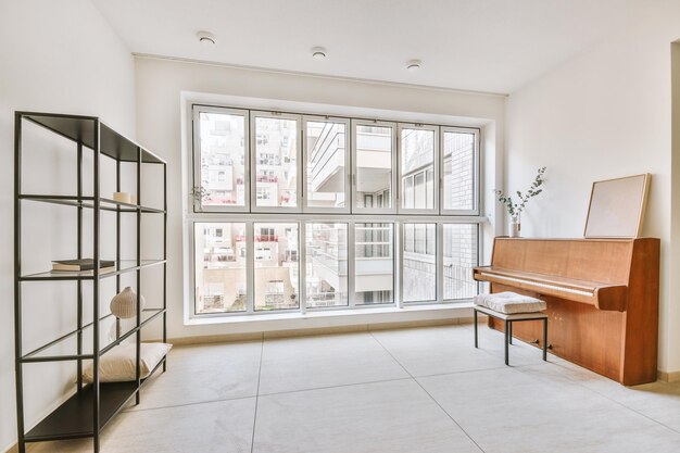 Brown wooden piano in