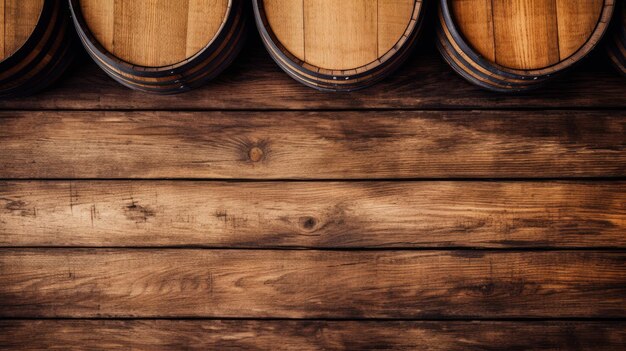 Photo brown wooden wine beer barrel stacked background