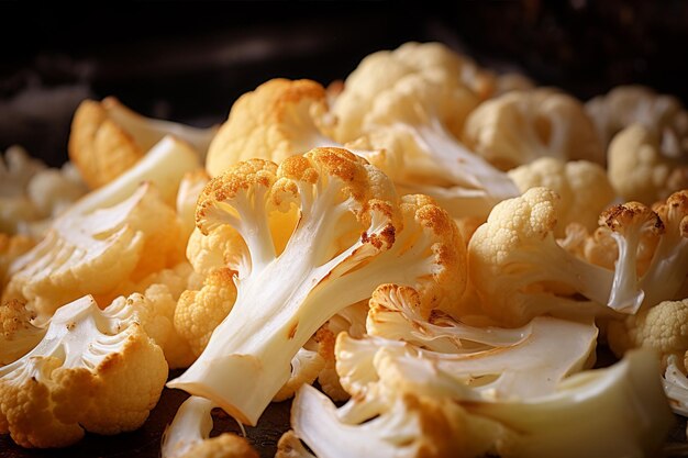 Photo browned cauliflower on baking sheet