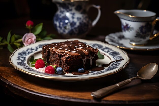 Brownie op een bord