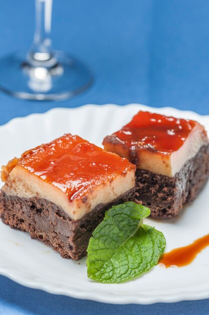 Brownie on a white plate