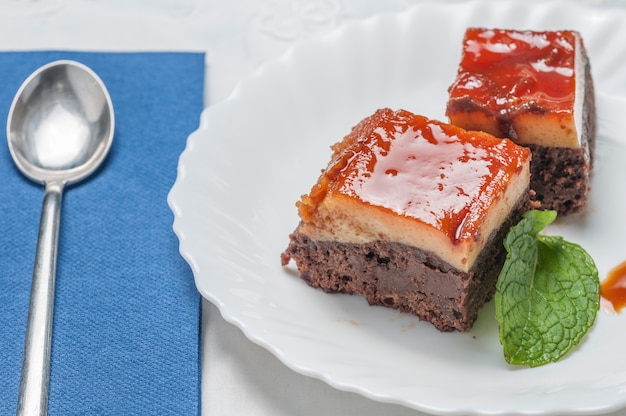 Brownie on a white plate