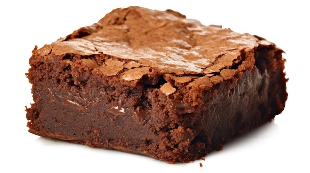 Photo a brownie with a missing piece of chocolate on it