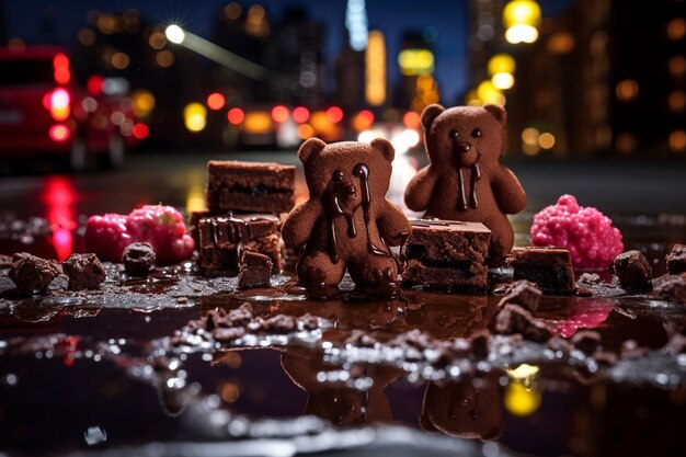 Foto brownies disposti in un patchwork di cioccolato con quadrati di diversi sapori