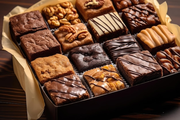 brownies assortment in the box professional Advertising food photography