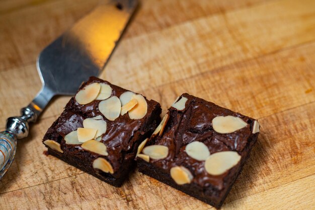 Brownies chocolade ingrediënt zoet dessert voor theetijd of koffietijd