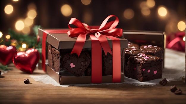 brownies gift in the ribbon box