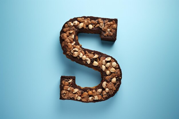 Photo brownies in a letter on a light blue background