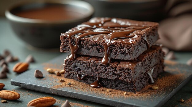 Foto brownies con una goccia di ganache al cioccolato ai generare illustrazione