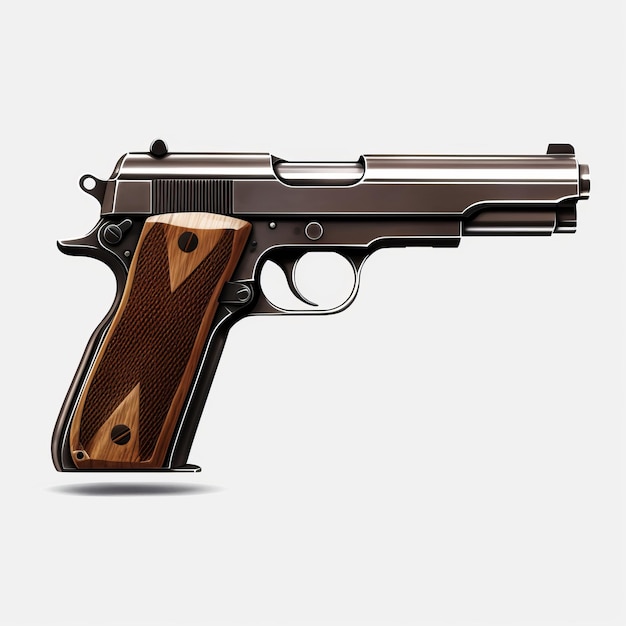 Иллюстрация пистолета Browning Hipower на белом фоне