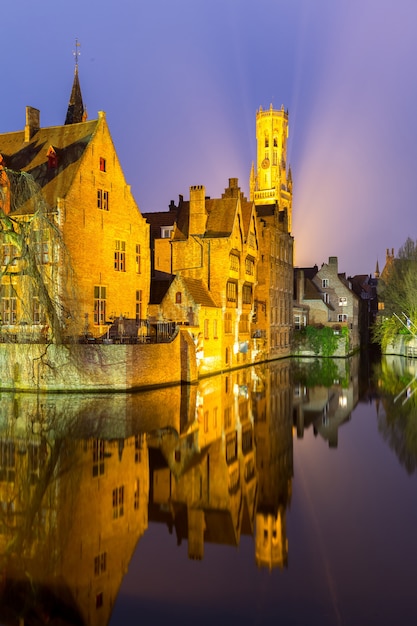 Bruges, Belgium at dusk