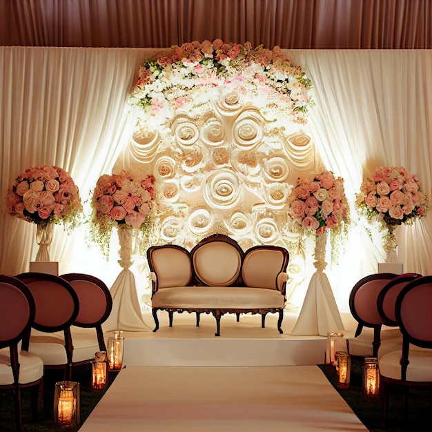 Bruiloft achtergrond behang en taarten