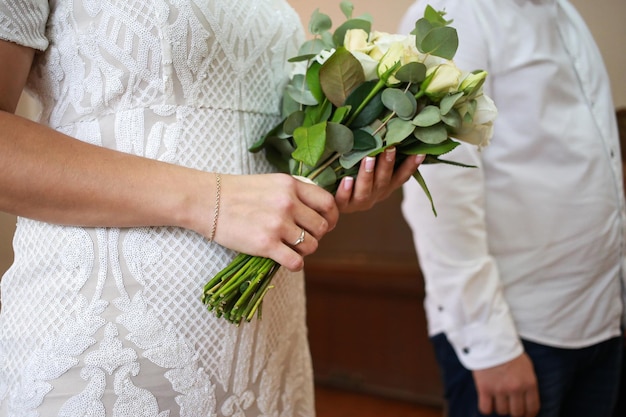 Bruiloft bruidsboeket met bloemen