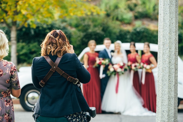 Bruiloft fotosessie met bruidsmeisjes