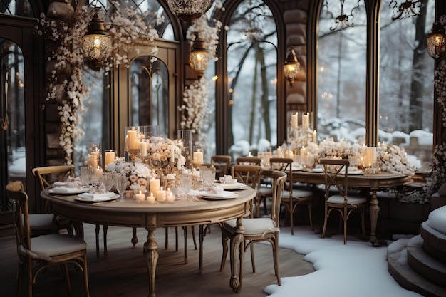 bruiloft tafel dressing in de winter