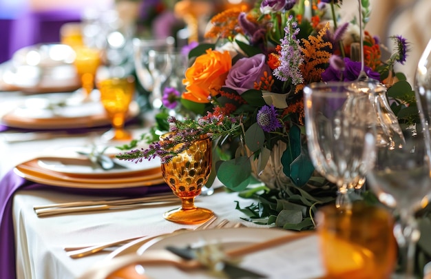 bruiloft tafels zijn ingesteld met veel bloemen om het te versieren