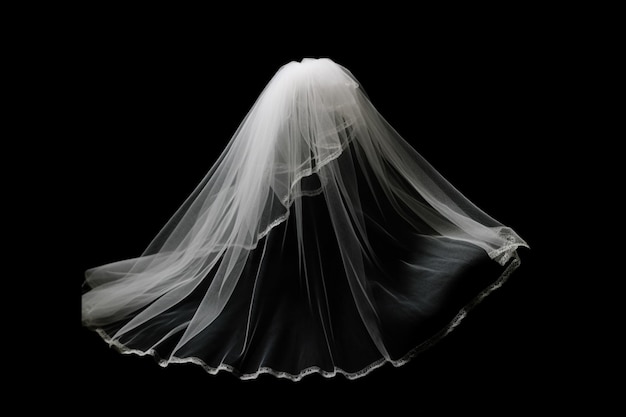 bruiloft wit Bruidssluier op zwarte achtergrond geïsoleerd Foto van hoge kwaliteit