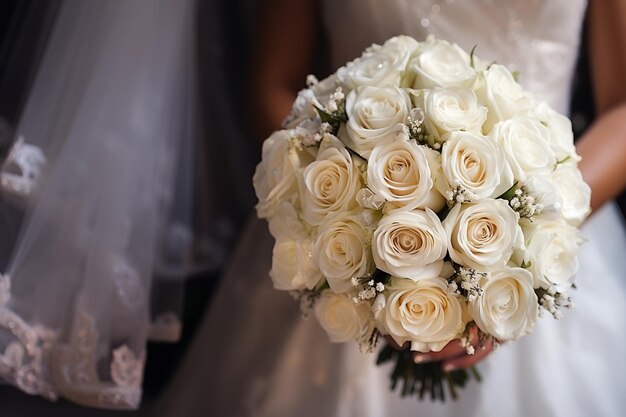 Foto bruiloftsboeket van witte roos
