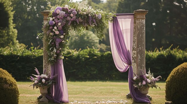 Bruiloftsdecoratie met lavendelthema bloemendecoratieontwerp en prachtige decoratiearrangement