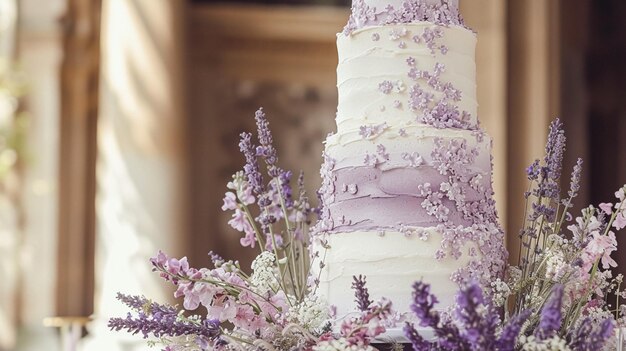 Bruiloftsdecoratie met lavendelthema bloemendecoratieontwerp en prachtige decoratiearrangement