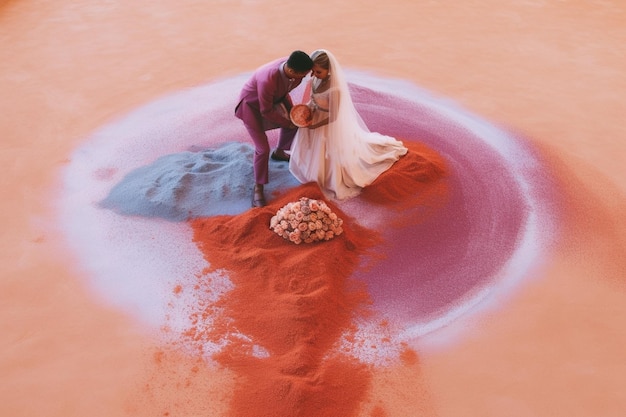 Bruiloftsritueel met gekleurd zand