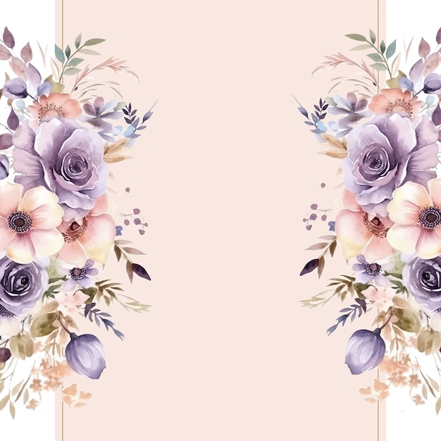 Bruiloftsuitnodiging sjabloon set met zachte roze bloemen en bladeren decoratie