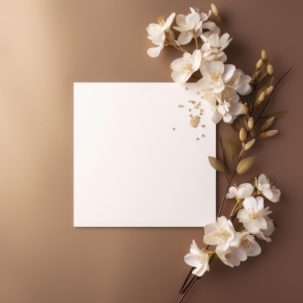 bruin beige huwelijksuitnodiging briefkaart papier mockup romantiek brief bruiloft blanco papier sjabloon