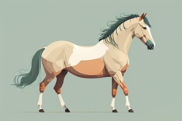 Bruin en wit paard staan Vector illustratie ai generatief