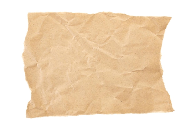 Bruin kartonnen stuk papier geïsoleerd op witte achtergrond