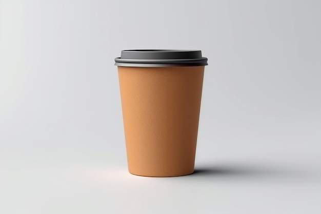 Bruin papier Coffee Cup mockup 3d render vliegen en gedraaid in de lucht geïsoleerd op witte achtergrond