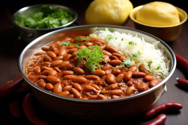 Bruine bonencurry of rajma of rajmah Indiaas eten